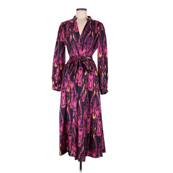 Marie Oliver Fall Silk Dress Size 8 Long Sleeves - Picture 1 of 8